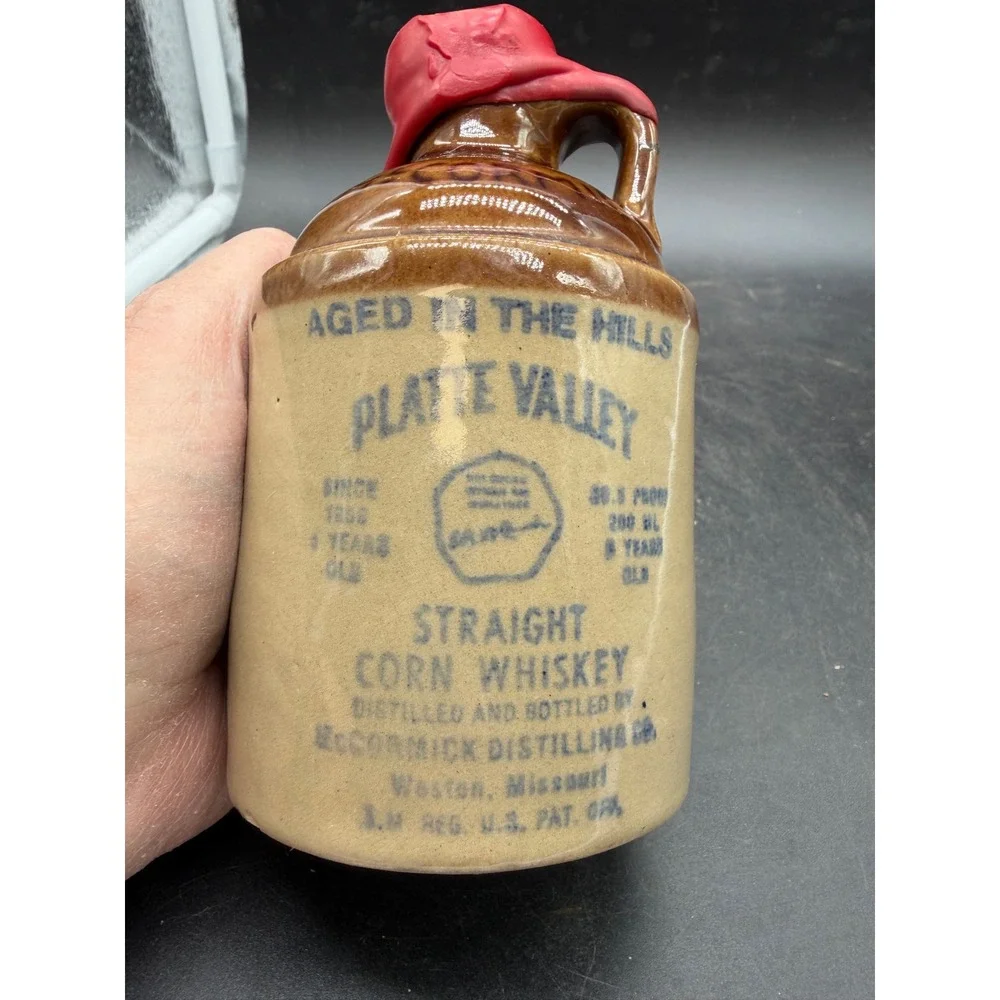 Vintage Platte‎ Valley Straight Corn Whiskey Ceramic Jug McCormick Distilling Co